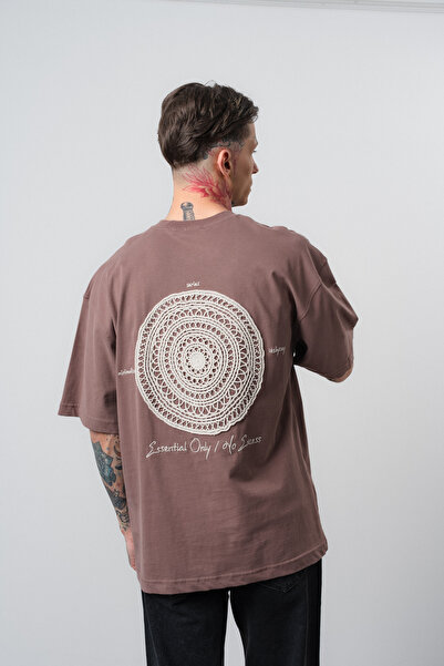 Respire Ανδρικό Υπερμεγέθες T-shirt με Κέντημα και Στάμπα Μάνταλα στην Πλάτη