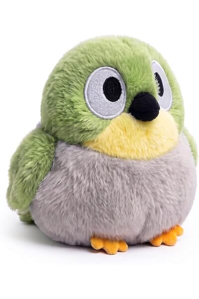 TERRIFI دمية طائر محشوة، لعبة قطيفة خضراء داكنة بعيون بيضاء بطول حوالي 11 سم ...