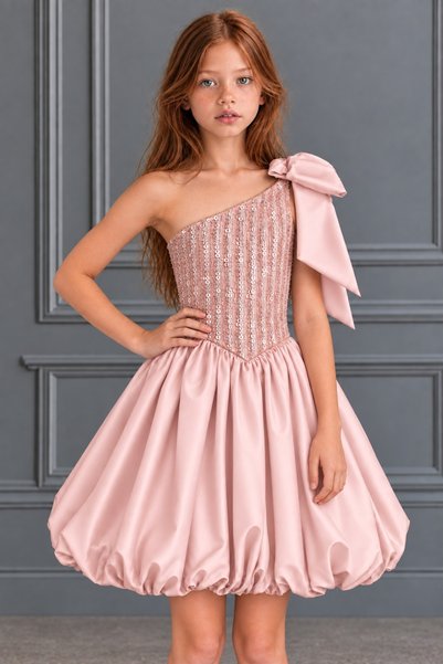 Laviella Kids Couture Kız Çocuk Pul Payet Detaylı Fiyonklu Tasarım Elbise