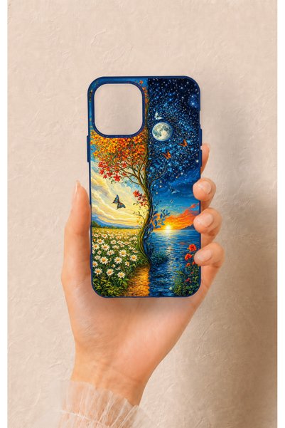 Vip Case حافظة سيليكون متوافقة مع هاتف iPhone 12-12PRO بنمط السماء والأرض