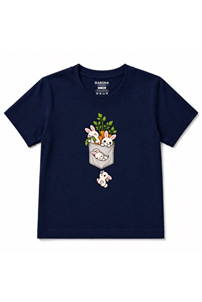 Rabona Fashion Tricou pentru copii cu grafică cu iepurași drăguți în buzunar ...