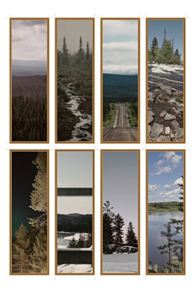 OEM Semne de carte set de 8 bucăți temă peisaj boreal, carton rezistent, acce...