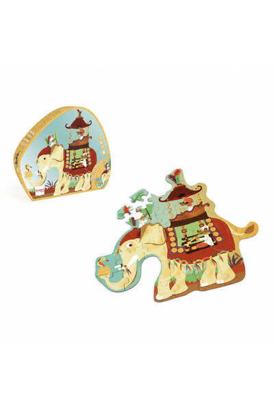 Scratch Contour Puzzle Elephant, 37-Piece Shaped Cardboard Jigsaw for Kids