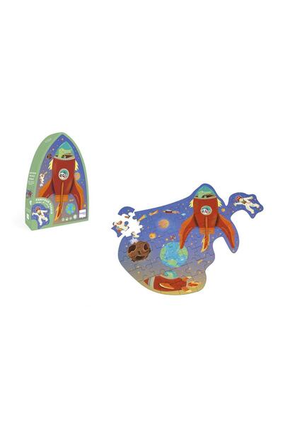 Scratch Contour Puzzle Space, 60-Piece Shaped Cardboard Jigsaw for Kids