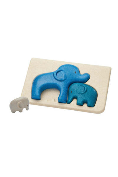 PLANTOYS Elephant Puzzle, Wooden Elephant Family Puzzle with Standing Figures
