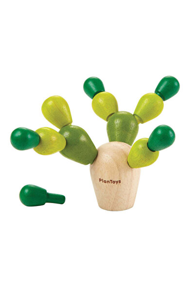 PLANTOYS Mini Balancing Cactus, 13-Piece Wooden Balance Game in Travel Tin