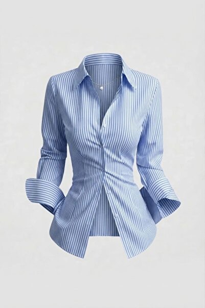 ARS Butik Style Slim Fit Corseted Back Lace-Up Long Sleeve Shirt