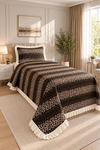 Çeyiz Diyarı Ultrasonic Quilted Pebble Ruffle Single Pique Set 170X235 cm