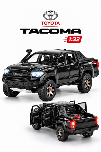 TUENGİ STORE 1:32 Metal Toyota Tacoma Off Road Oyuncak Araba Pick Up Işıklı S...
