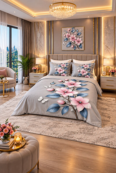 AYBERK HOME TEXTİLE طقم غطاء لحاف مزدوج من القطن المطبوع بتقنية 5D من أوزجي، ...
