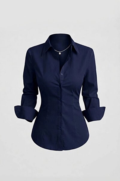 ARS Butik Style Slim Fit Corseted Back Lace-Up Long Sleeve Shirt