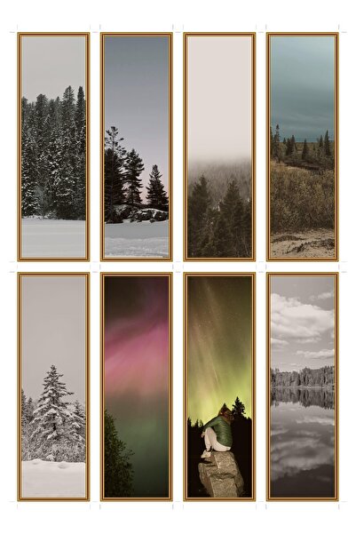 OEM Semne de Carte Set de 8 Amiezi Boreale, Design Tematic Peisaj, Carton Pre...
