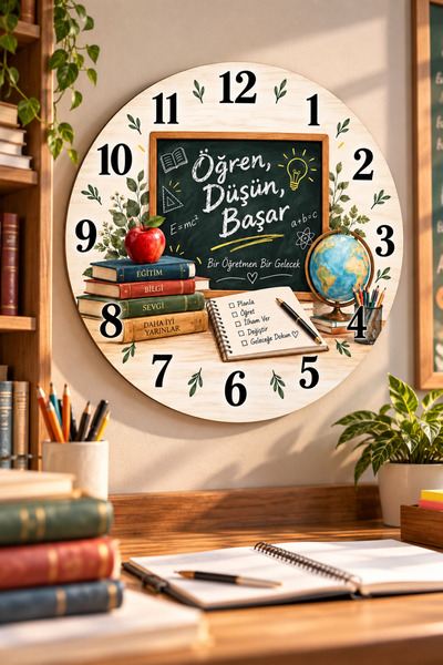 AA Shop Zidni sat sa temom učitelja 45 cm, poklon za Dan učitelja, učionica, ...