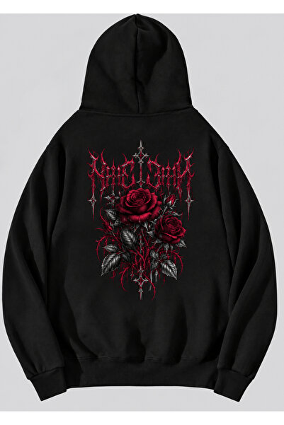 Ruby Red Tasarım Baskılı Premium Hoodie Kapuşonlu Oversize Sweatshirt
