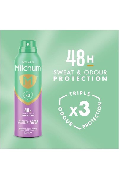 Mitchum Women Triple Odor Defense 48HR Protection Deodorant Spray & Antiperspirant (200ml) Powder Fr