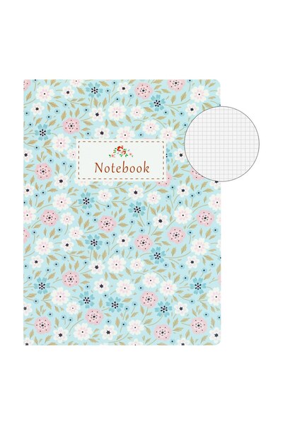 DD SHOP Caiet Studentesc A4 Matematica Coperta cu Model Floral Bleu - 40F