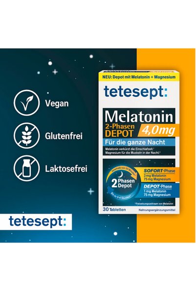 DM Tetesept Melatonin İyi Uykular Intens 4,0 mg Mini Tablet 30 Adet | Magnezyum ve B2 Vitamini Takviye Edici Gıda