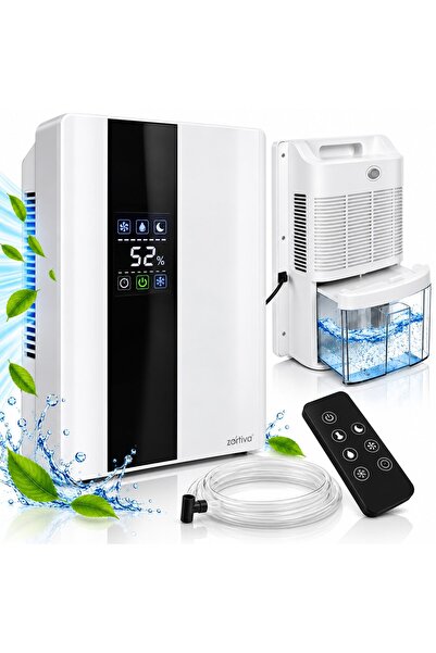 Zortiva Αφυγραντήρας αέρα, 90W, Δεξαμενή 2L, Υγραντομετρητής 40-70%, Τηλεχειρ...
