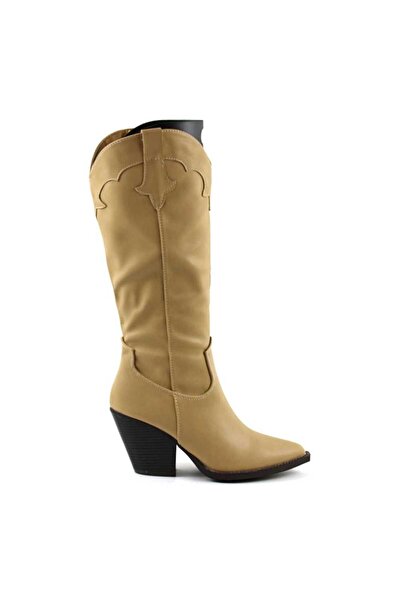 mm Cizme inalte , stil ciocate , de dama , imblanite 303-BEIGE
