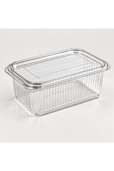Köksal Pack 10 Pcs 1000 Cc Leak-Proof Flat Lid Transparent Pet Food Container Salad Appetizer Yogurt Takeaway Container
