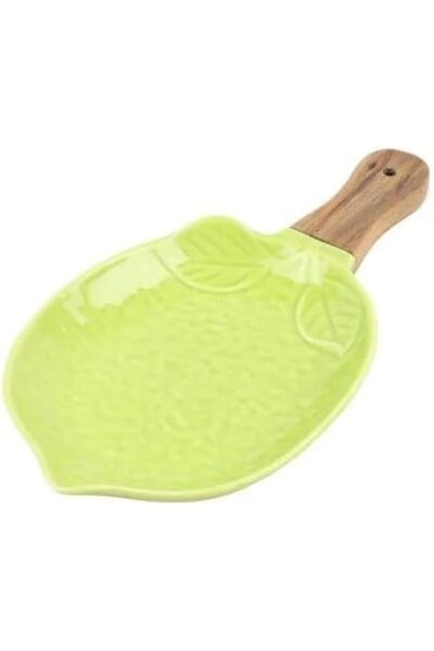HOMEVEO Ceramic Serving Dish With Wooden Handle Made Of High Quality Porcelai...