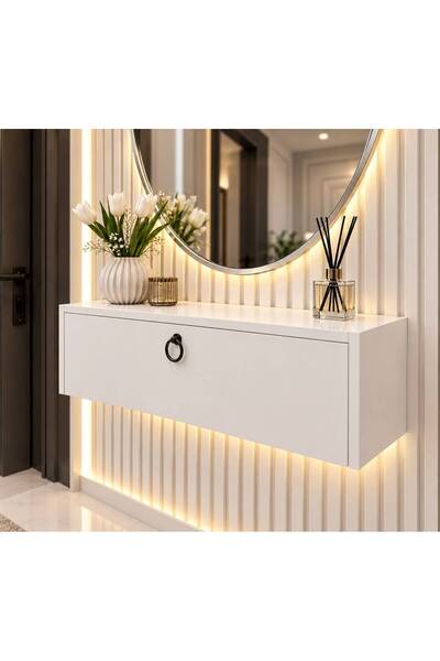SEVEREVİM Modern Duvar Tipi Dresuar – Aşağı Açılır Kapaklı Dekoratif Dolap %100 mdf (70x27x20) ECO