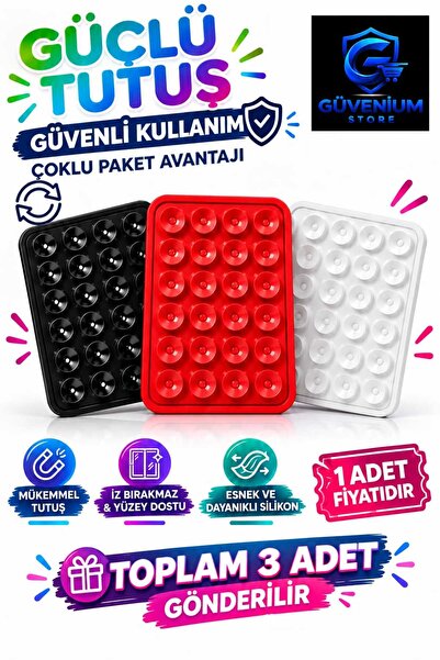güvenium store Silikon Vakumlu Yapışkanlı Kaymaz Telefon Tutucu Vantuz