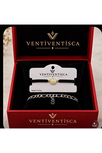 VENTİ VENTİSCA Hand-Knitted Letter Bracelet with Steel Letter Bracelet, Speci...