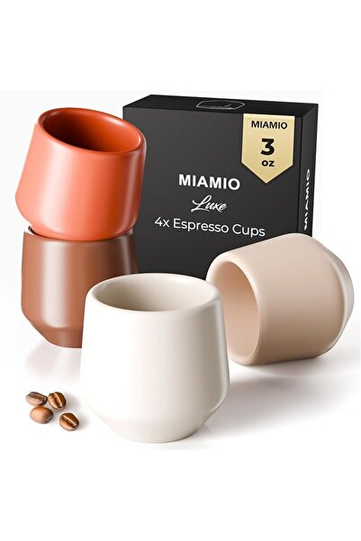 MIAMIO طقم أكواب إسبريسو من 4 قطع / كوب، سيراميك (90 مل) - فاخر (بيج)
