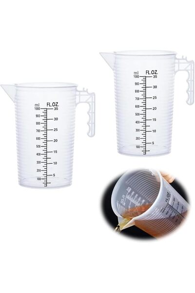 YRQX 2 Pack 1000ml Plastic Measuring Jugs with Filter Lids, Multipurpose Meas...