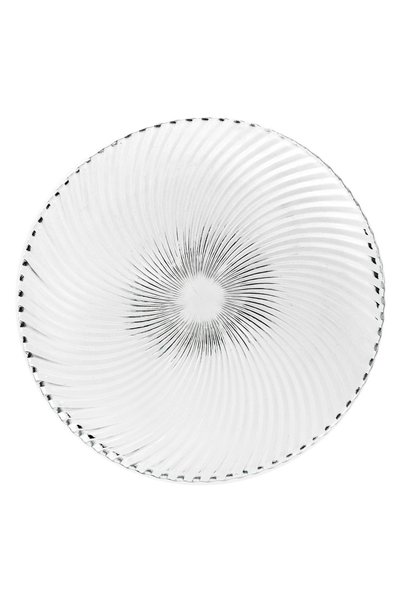 DD SHOP Platou Servire Rotund din Sticla Transparenta cu Model Dungi Ø30.5x2cm