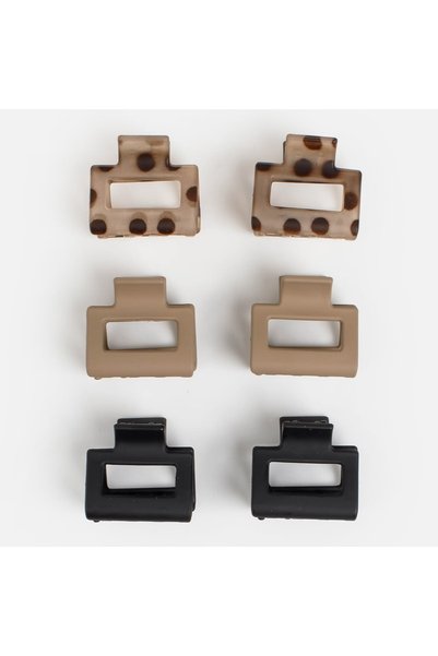DD SHOP Clame de Par Dreptunghiulare Bej cu Buline Negre pentru Femei 4cm - 6buc