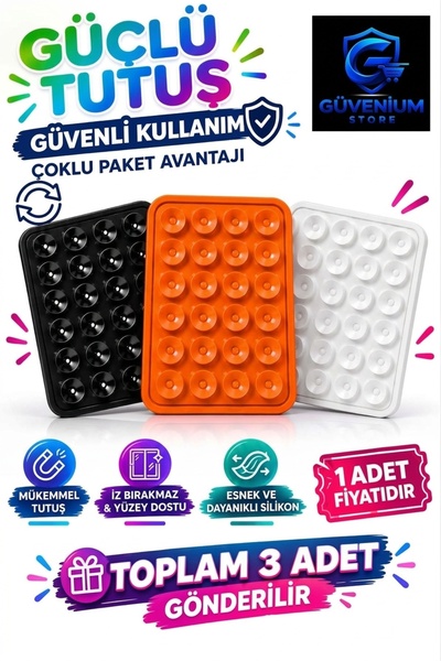 güvenium store Silikon Vakumlu Yapışkanlı Kaymaz Telefon Tutucu Vantuz