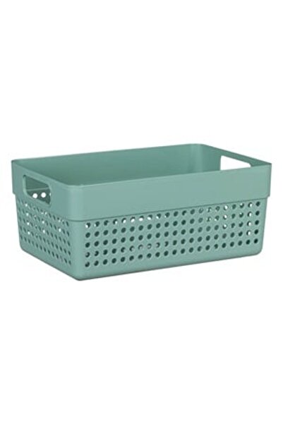 DD SHOP Cos de Depozitare din Plastic Verde Menta Perforat cu Manere 3.5l