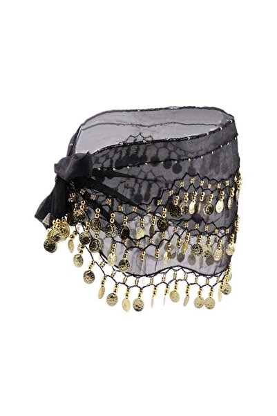 Generic Black Belly Dance Hip Scarf – Gold Coin Waist Belt Costume Accessory ...