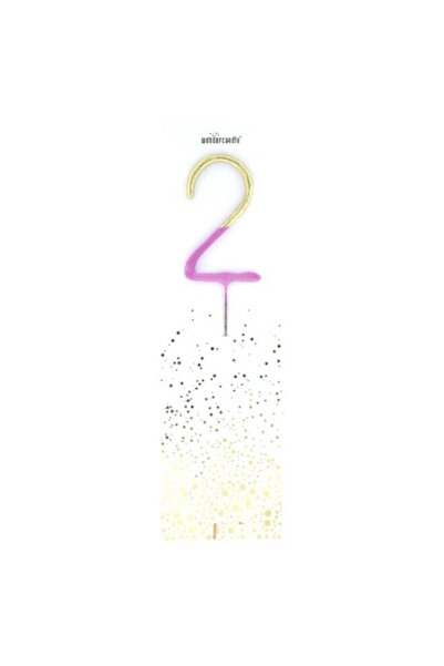 Generic Bicolor 2-Tone Gold Pink Celebration Candle Number 2 Decorative Cake ...