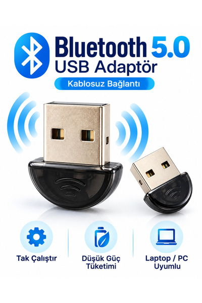 Bluetooth 5.0 USB Adaptör Dongle PC Laptop Masaüstü Bilgisayar İçin Kablosuz Bluetooth Alıcı