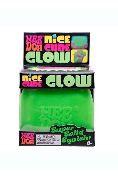 Generic NeeDoh Nice Cube Glow Green Squishy Sensory Fidget Toy, Glow in The D...