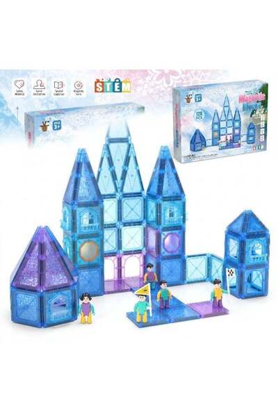 Generic Magnetic Building Blocks Set 128 Pieces – DIY Castle Construction Til...