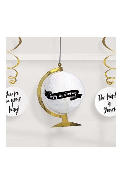 Generic 3-Piece Grad Globe Honeycomb Decoration for Graduation Party Supplies