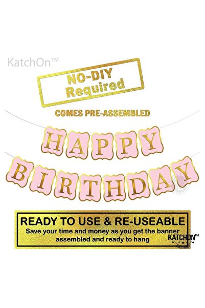 Generic Pink Happy Birthday Banner - 10 Feet, NO DIY | Happy Birthday Sign fo...