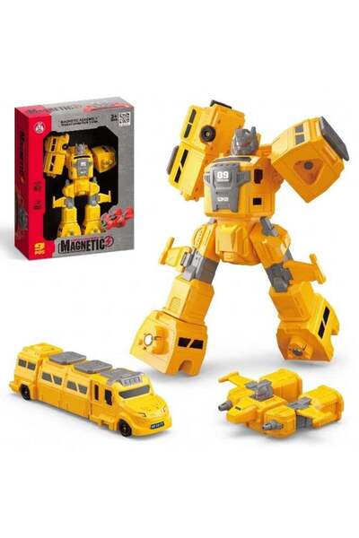 Generic Magnetic DIY Robot Transformer – 9 Piece Yellow "Armor" Action Figure...