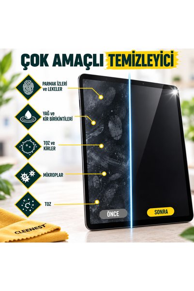 Cleenest 230 GSM Temizleme Bezi 30x30 cm + 125 ml Ekran Temizleyici Seti – TV, OLED, QLED, Monitör, Laptop, Tablet ve Telefon