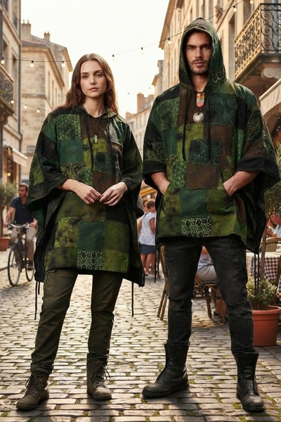 AYASOFYA OTANTIK Unisex καπέλο πόντσο με έθνικ σχέδια Νεπάλ, με κουκούλα, 100...