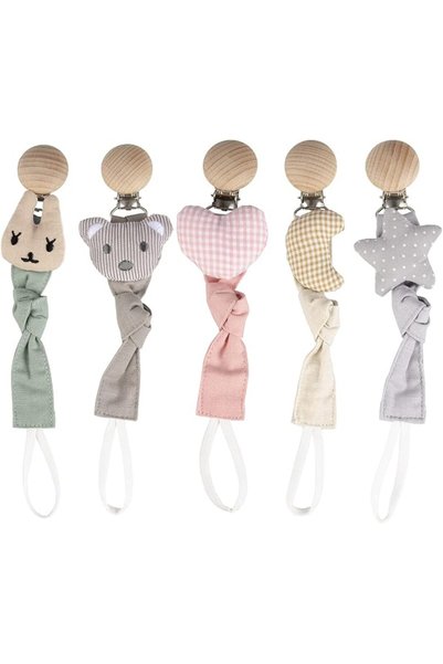 LITTLE WORLD Pacifier Clips - 5 Pack Paci Holder Baby Boys Girls - Teething B...