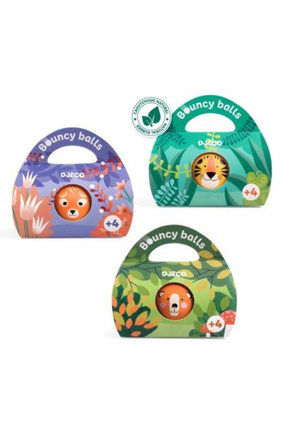 Generic Djeco Assorted Bouncing Balls Wild, 12 Natural Rubber Balls with Wild...
