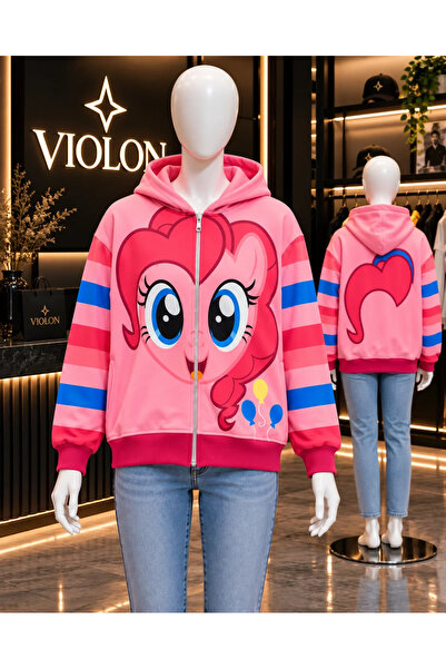 Violon My Little Pony Desenli Kapüşonlu Şardonlu Hırka