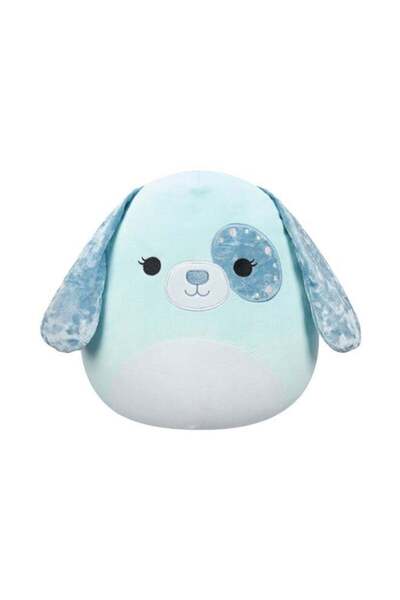 Generic 12 inch Medium Plush Light Aqua Velvet Dog with Aqua Ears and Eye Pat...