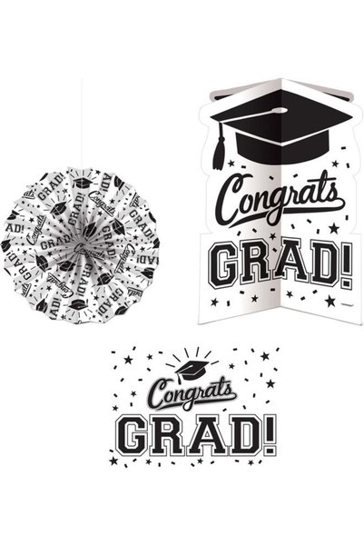 Generic Congrats Grad White Room Decorating Kit Graduation Party Supplies