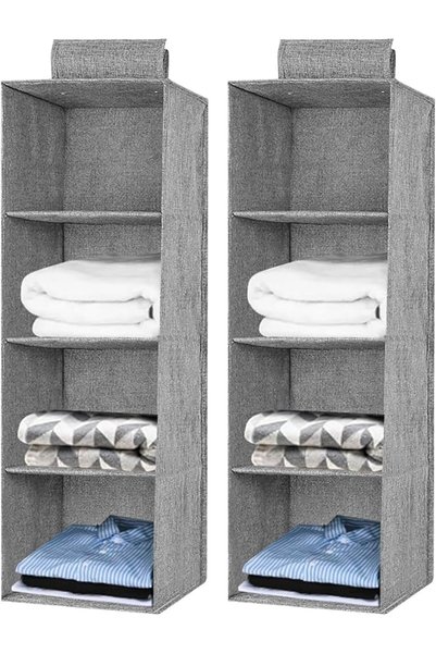 ASelected Hanging Closet Organizer 4 Layers Hanging Storage Shelf Space Savin...